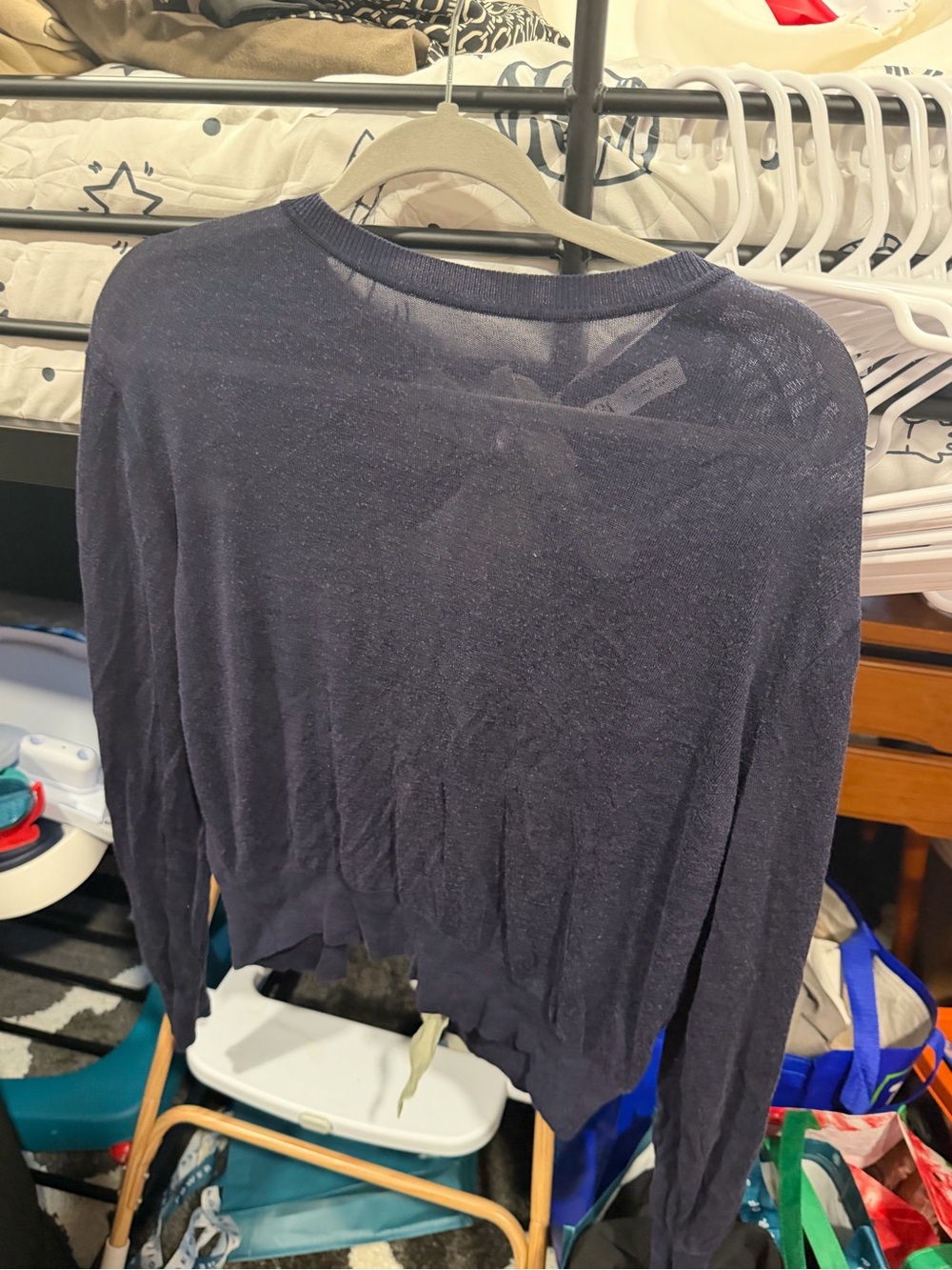 Zara Navy Lightweight Long-Sleeve Knit Sweater